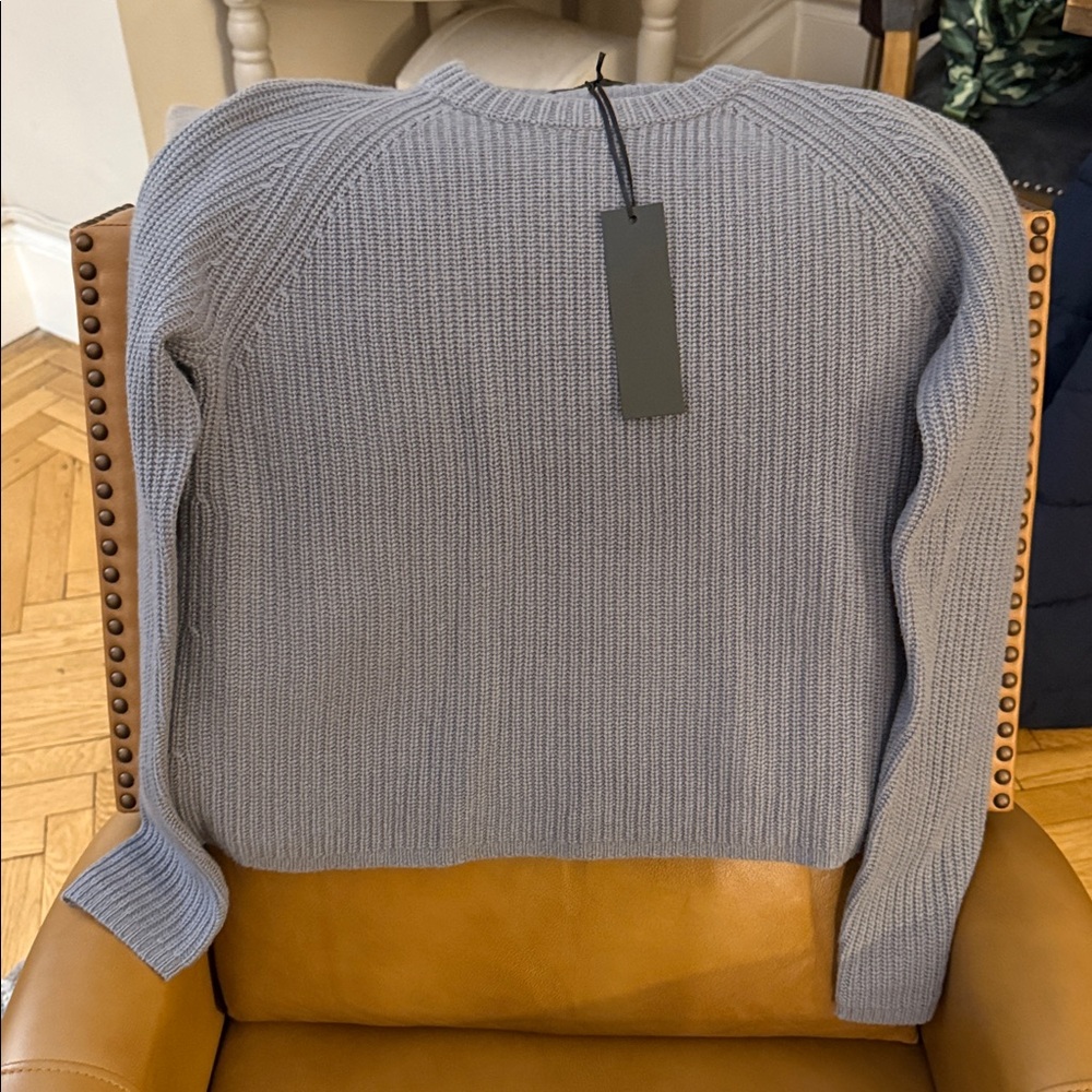 Jenni Kayne Dusty Blue Fisherman Sweater NWT - Picture 2 of 5
